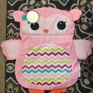 pink owl tummy time mat